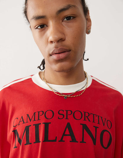 Long Sleeve Retro Ringer T-Shirt With Milano Print