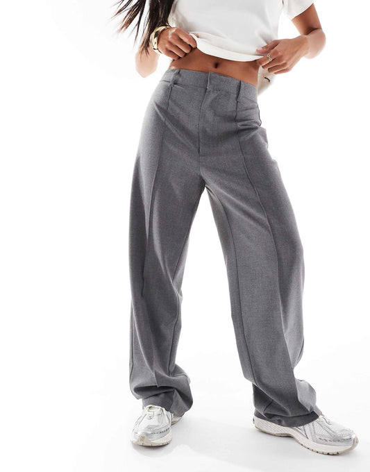 Petite Straight Leg Tailored Trousers With Front Seam