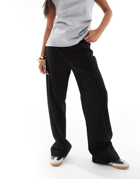 Petite Straight Leg Tailored Trousers With Front Seam