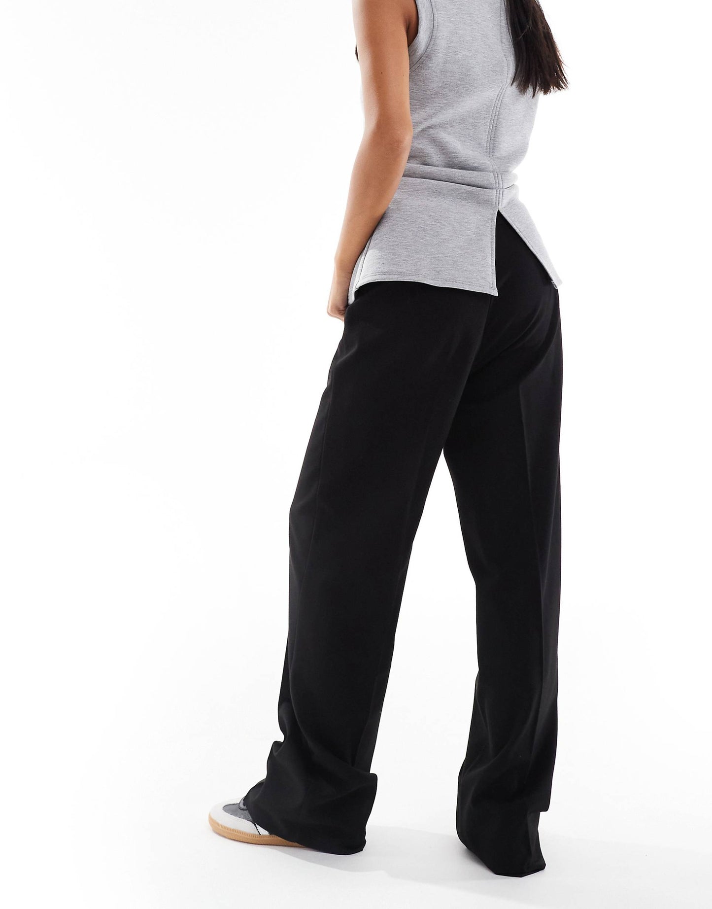 Petite Straight Leg Tailored Trousers With Front Seam