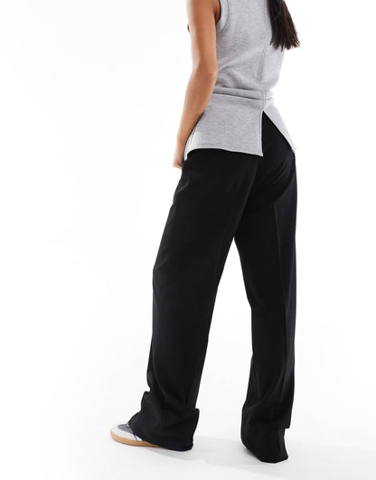 Petite Straight Leg Tailored Trousers With Front Seam