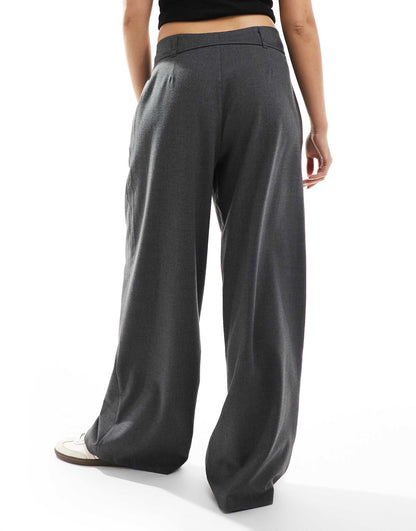 Wide Leg Tailored Trousers With Tie Waist