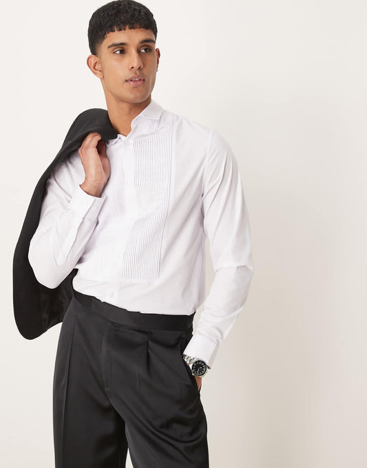 Formal Slim Shirt With Bib Front