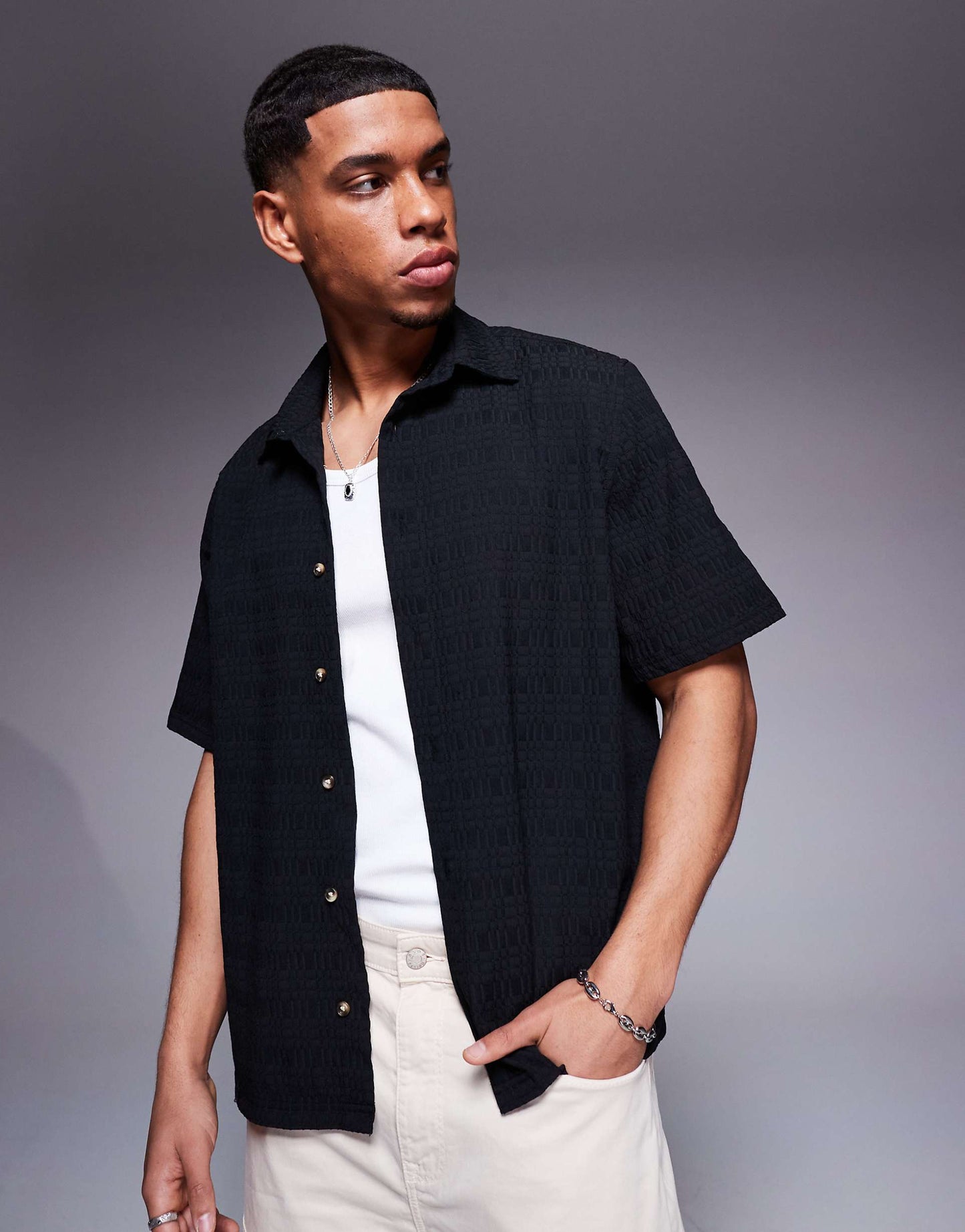 Jacquard Regular Shirt With Half Sleeve