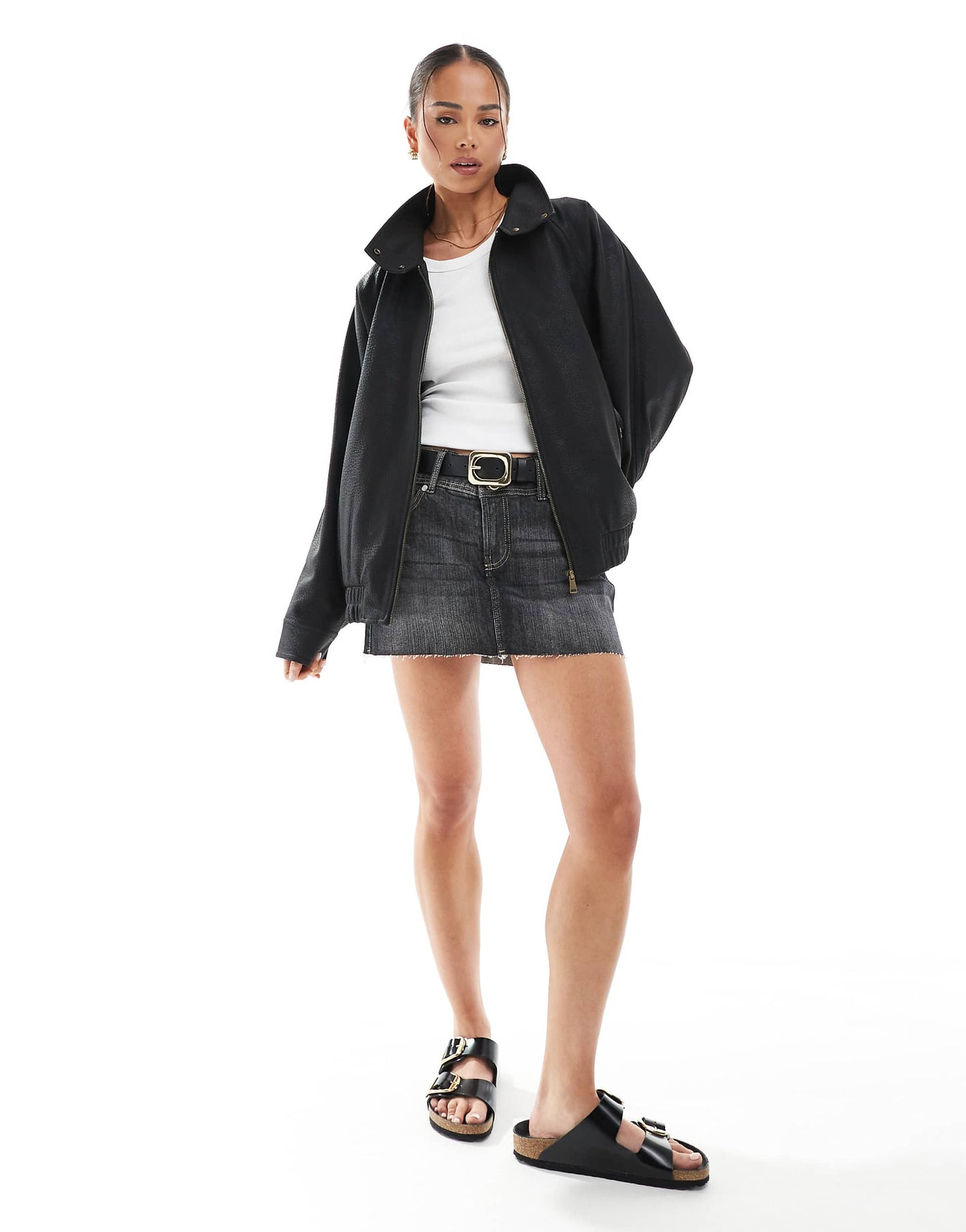 Leather Look Bomber Jacket