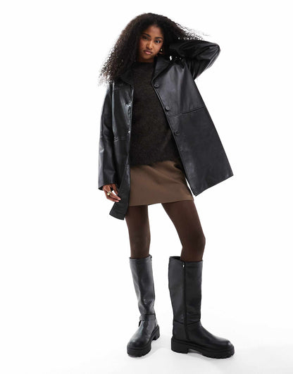 Mid Length Real Leather Jacket