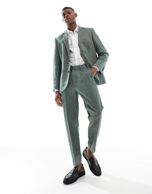 Tapered Fit Wool Mix Suit Trousers