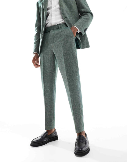 Tapered Fit Wool Mix Suit Trousers