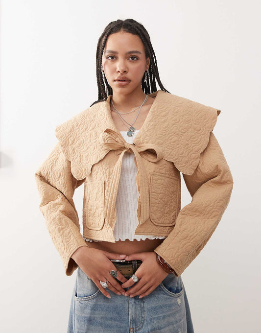 Detachable Sleeve Frill Collar Jacket