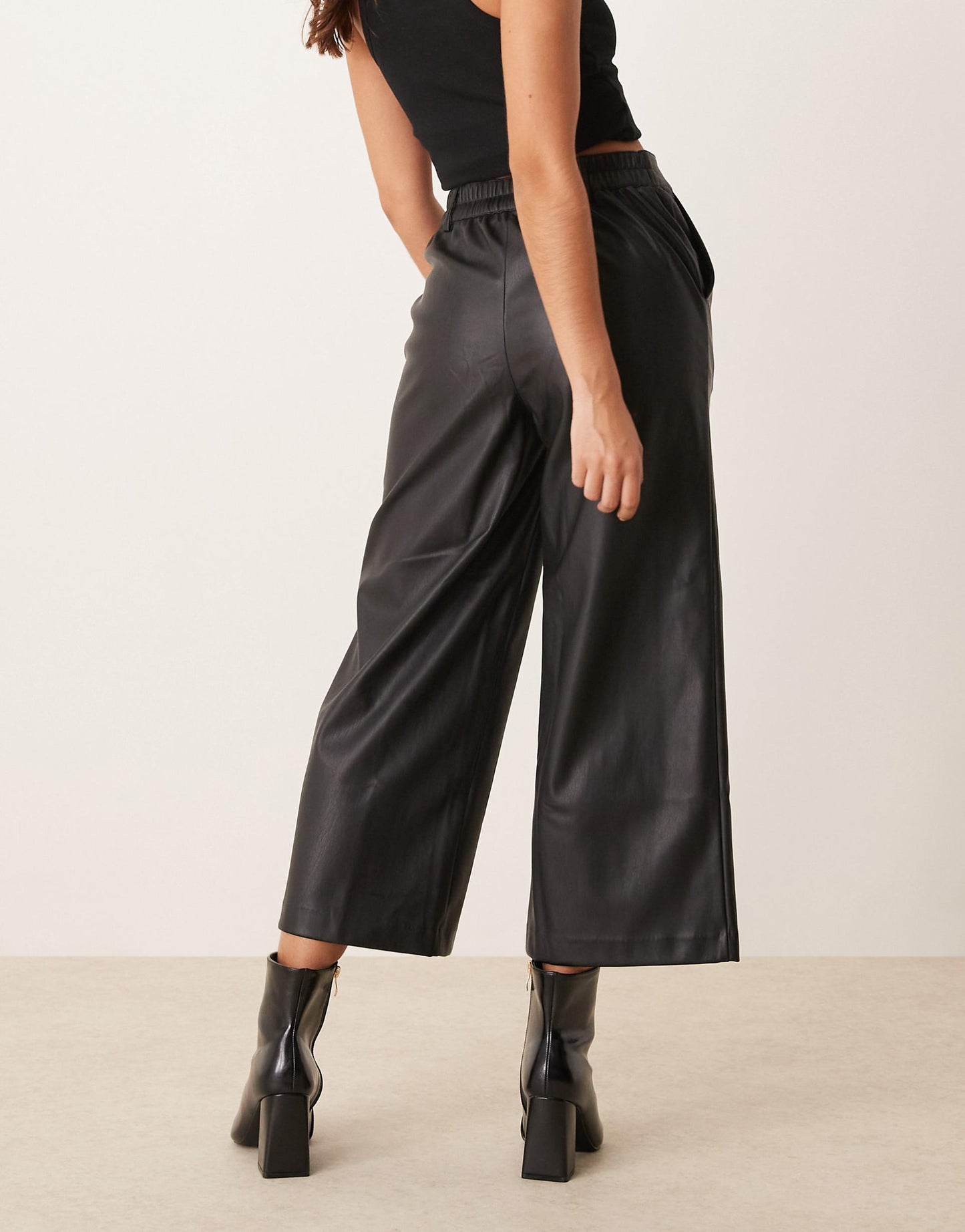 Wide Leg Leather-Look Culottes
