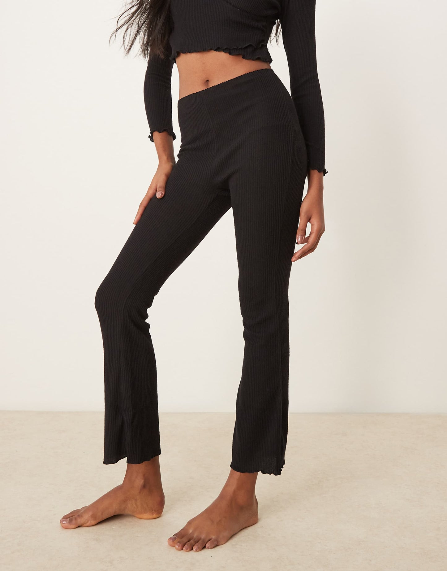 Co-Ord Ribbed Flared Lounge Trousers