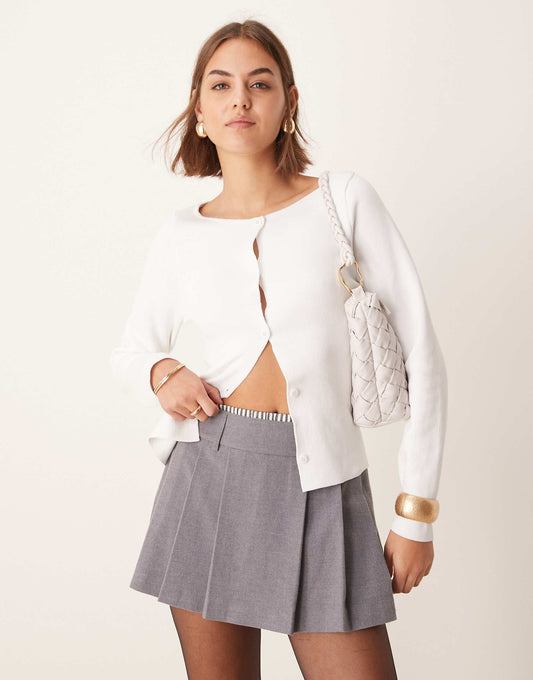 Boxer Detail Pleated Mini Skirt