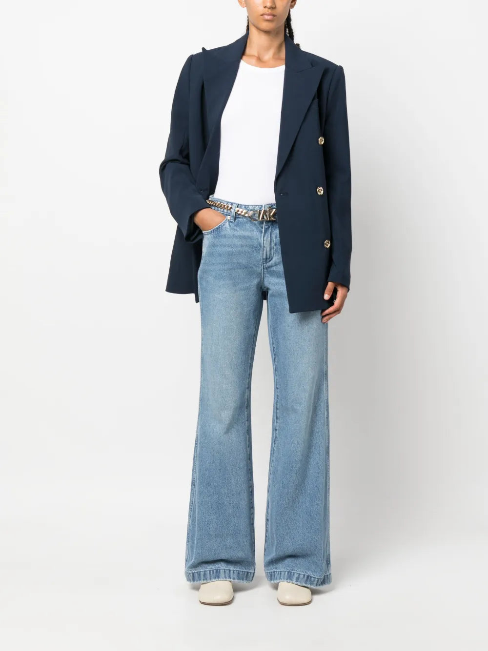 Logo-Button Double-Breasted Blazer