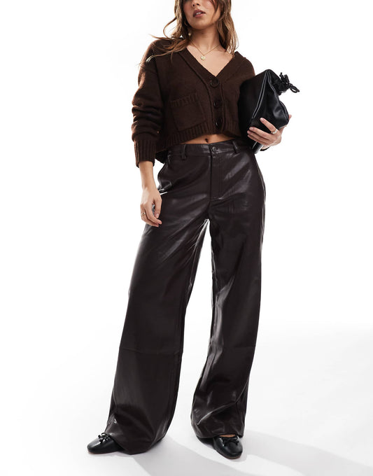 Faux Leather Wide Leg Pant