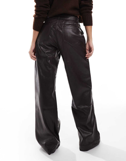 Faux Leather Wide Leg Pant