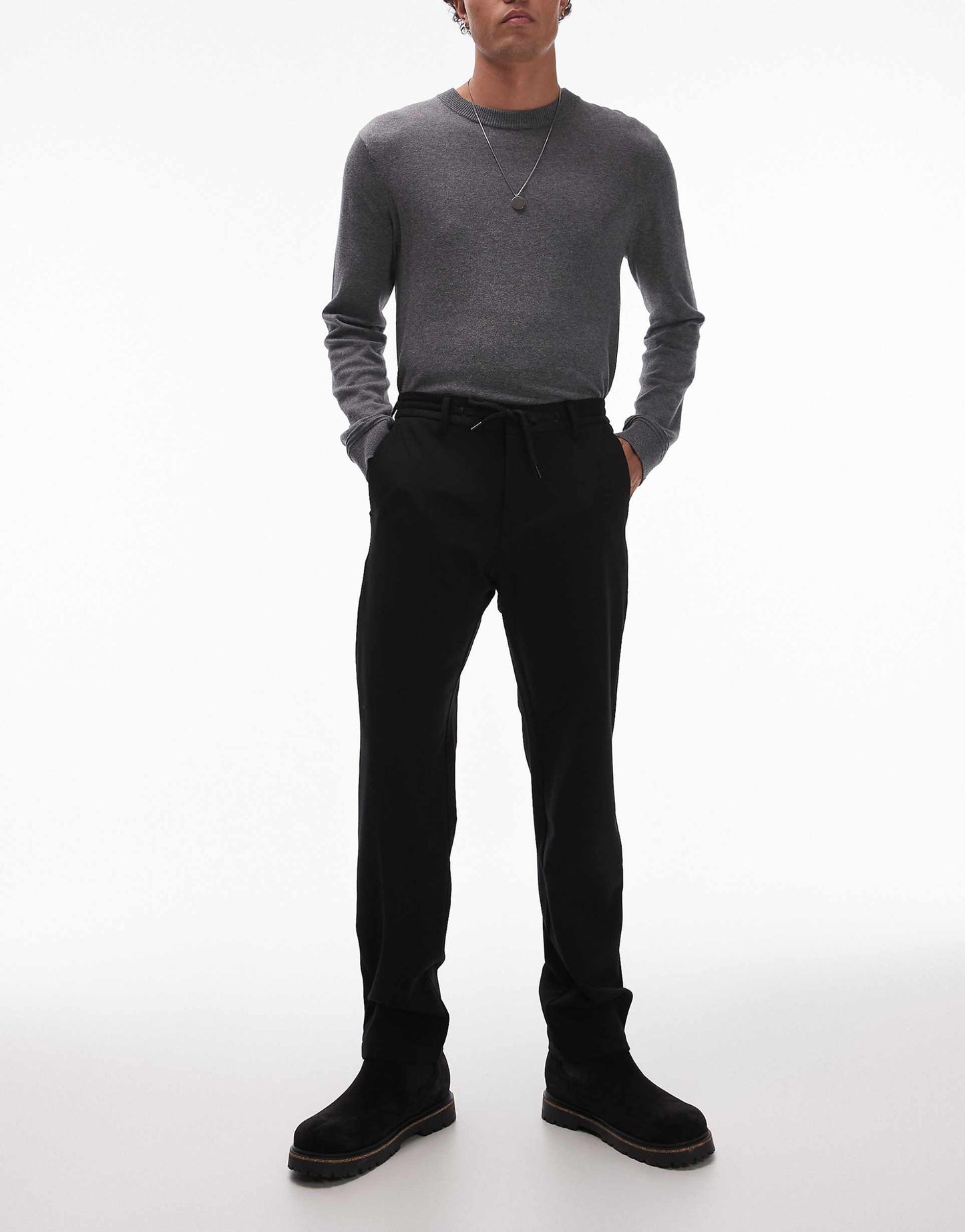 Drawstring Adjustable Waist Slim Fit Trouser
