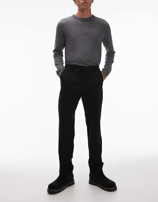 Drawstring Adjustable Waist Slim Fit Trouser