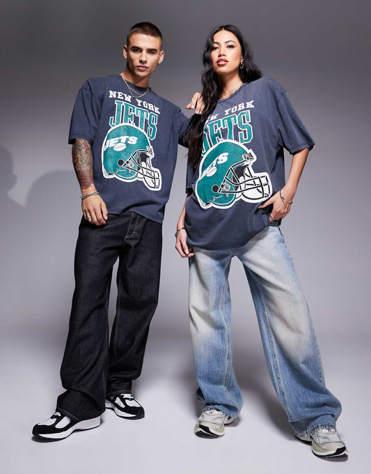 Unisex Oversized License T-Shirt With Nfl New York Jets Print