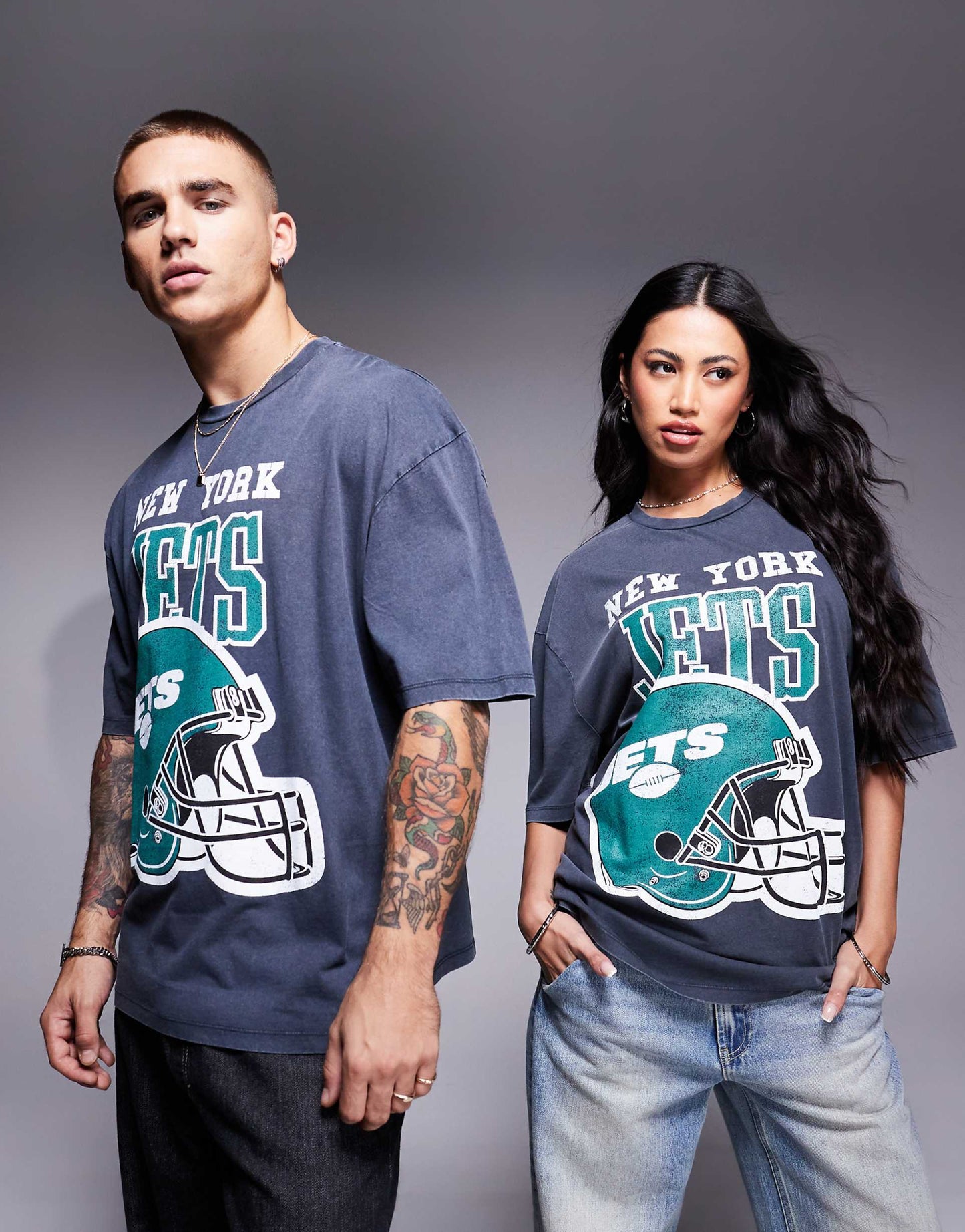 Unisex Oversized License T-Shirt With Nfl New York Jets Print