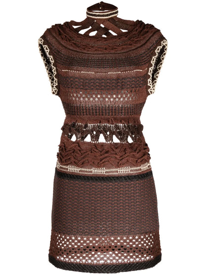 Open-Knit Knitted Dress