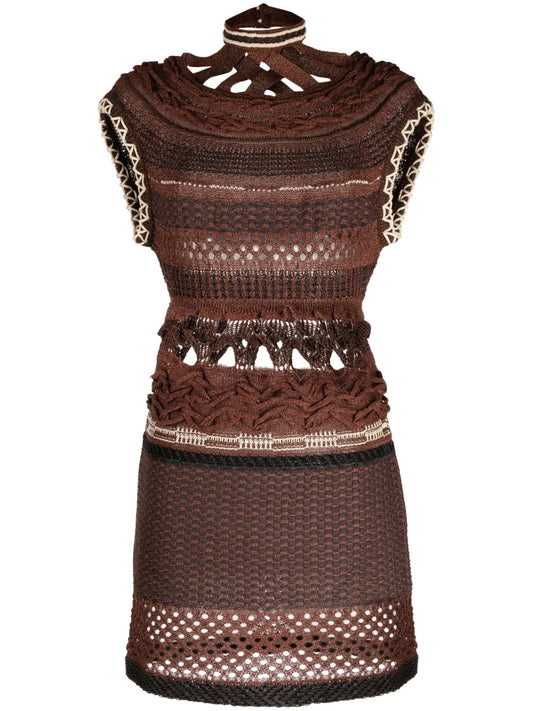 Open-Knit Knitted Dress