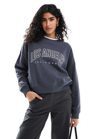 Crew Neck Sweat With Los Angeles Print