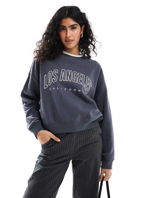 Crew Neck Sweat With Los Angeles Print