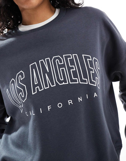 Crew Neck Sweat With Los Angeles Print