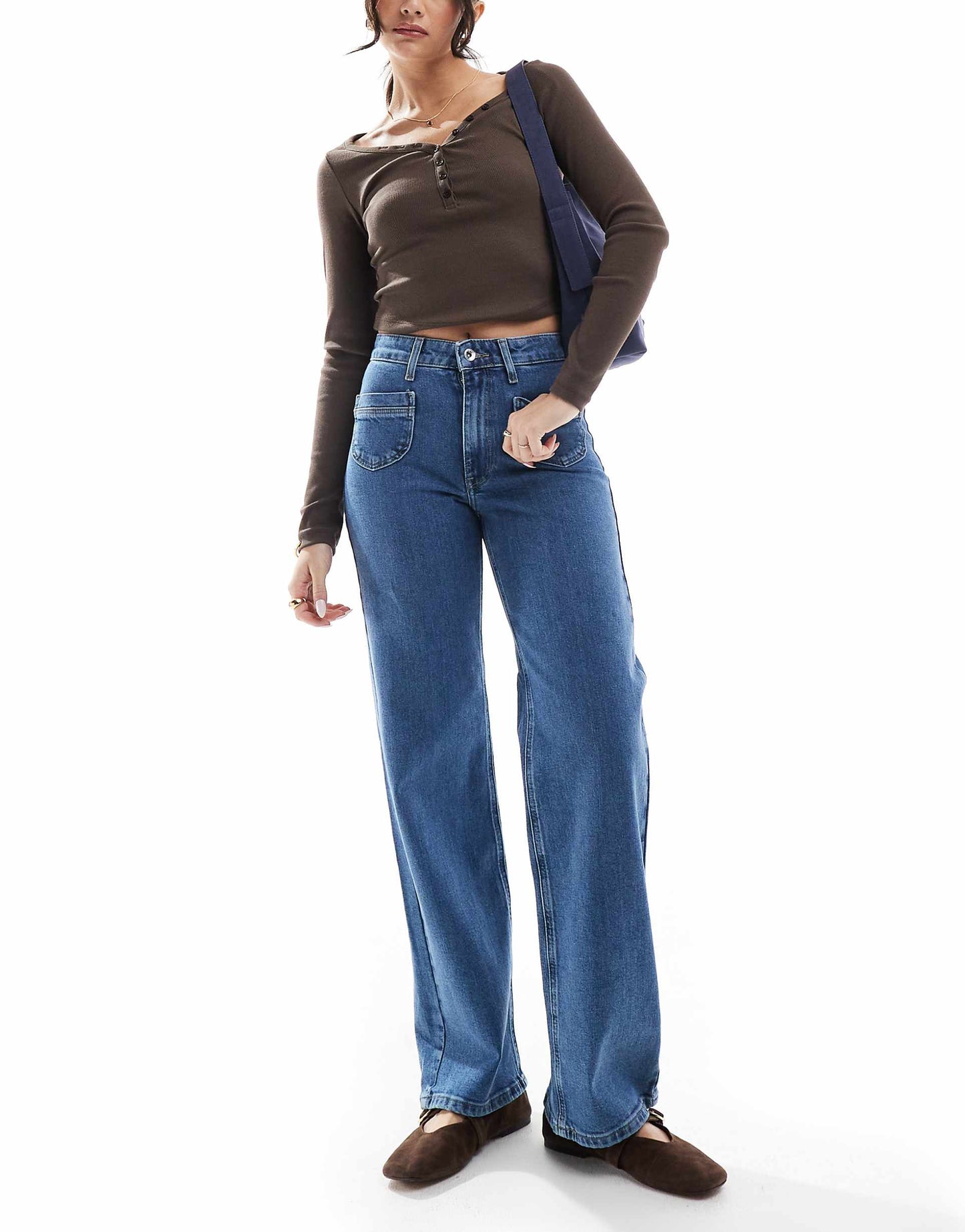 Juicy High Waist Wide Leg Jeans With Pocket Detail