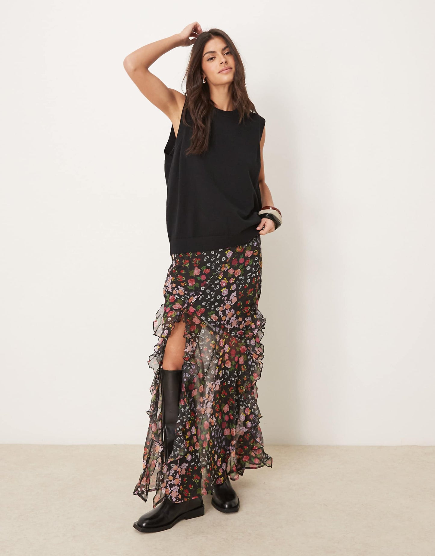 Chiffon Ruffle Maxi Skirt