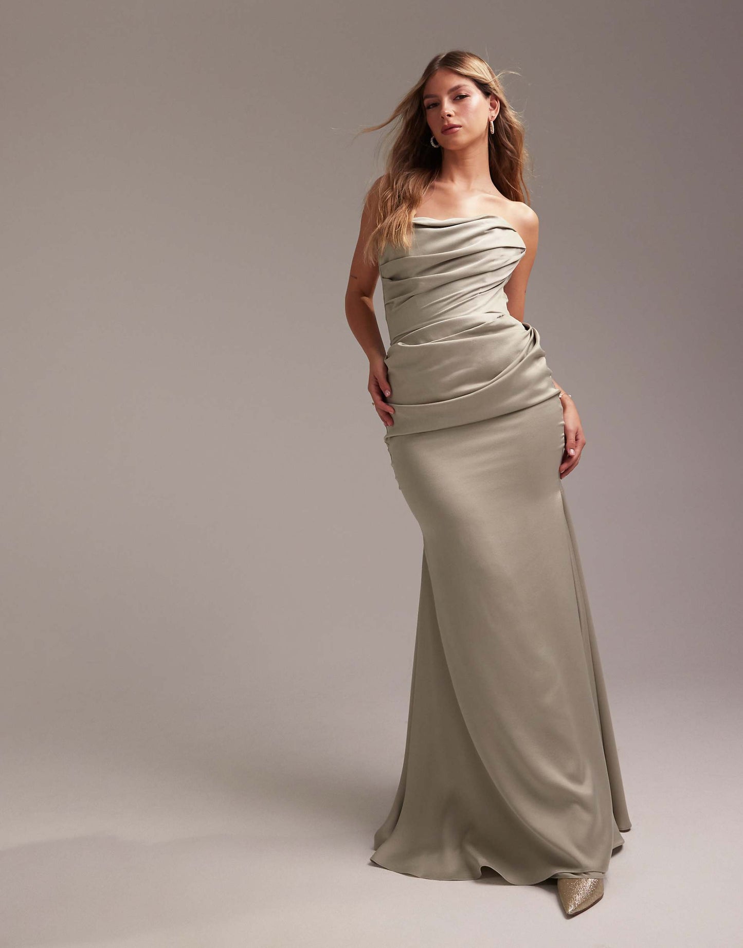 Satin Bandeau Bridesmaid Maxi Dress