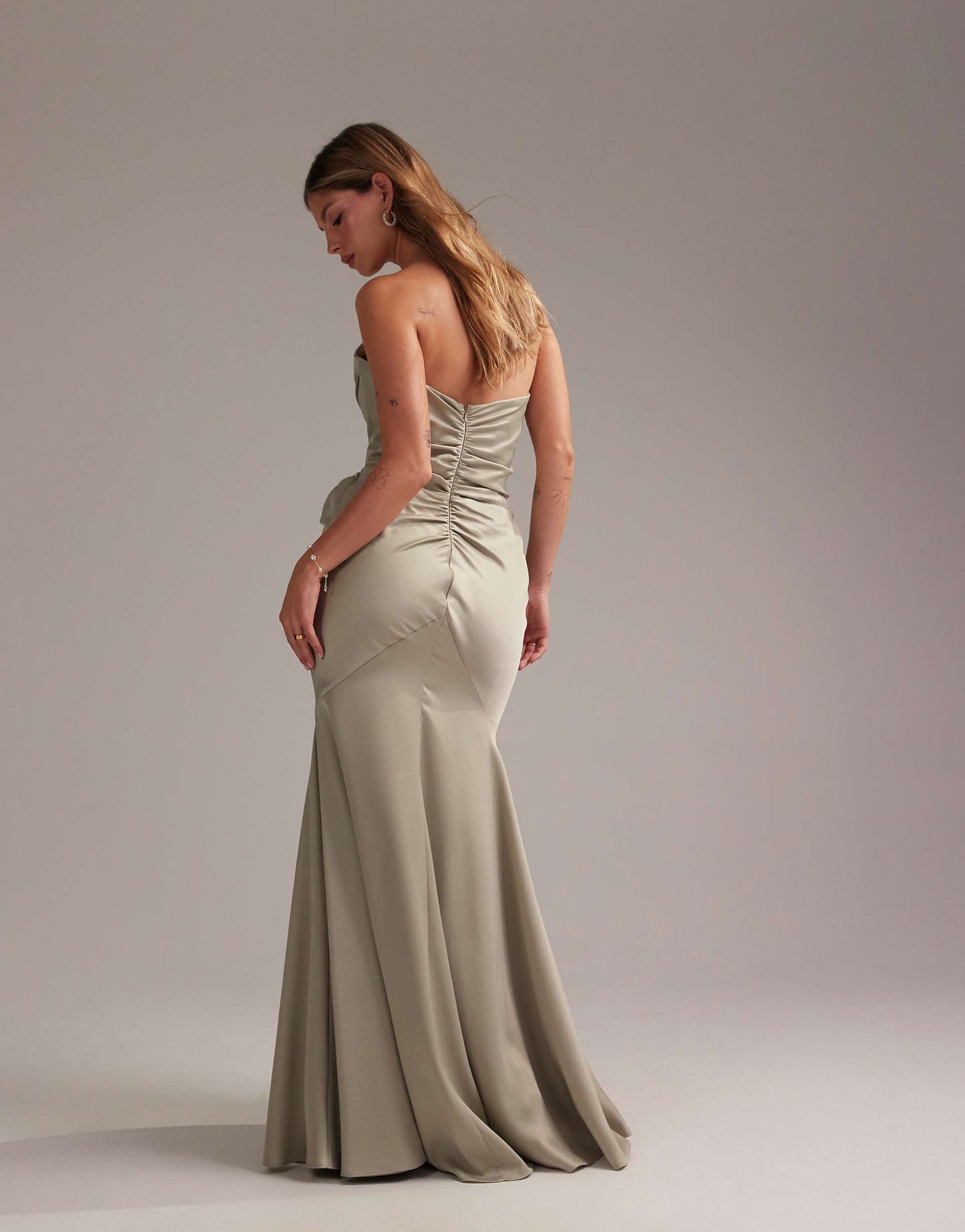 Satin Bandeau Bridesmaid Maxi Dress