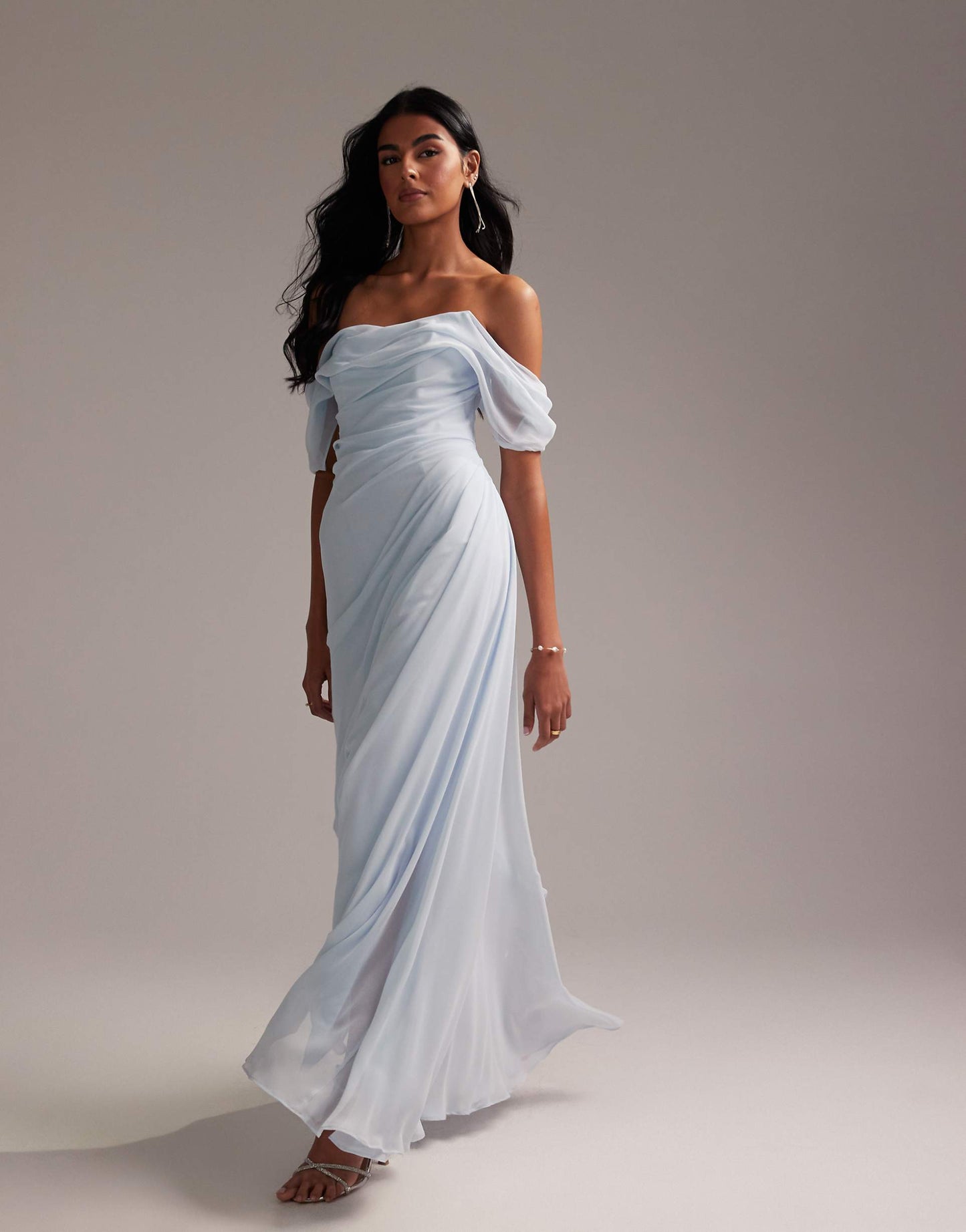 Bridesmaids Draped Bardot Midaxi Dress