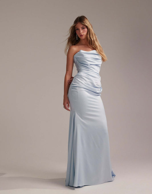 Satin Bandeau Bridesmaid Maxi Dress