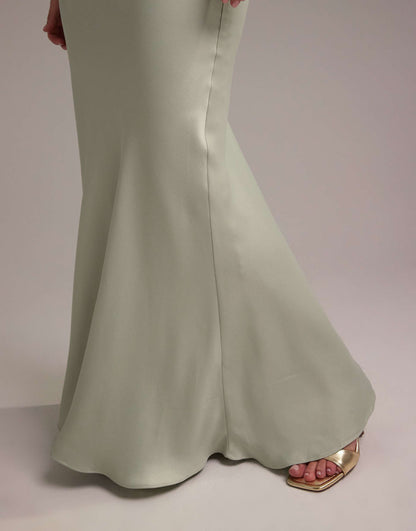 Bridesmaid Satin Square Neck Maxi Dress