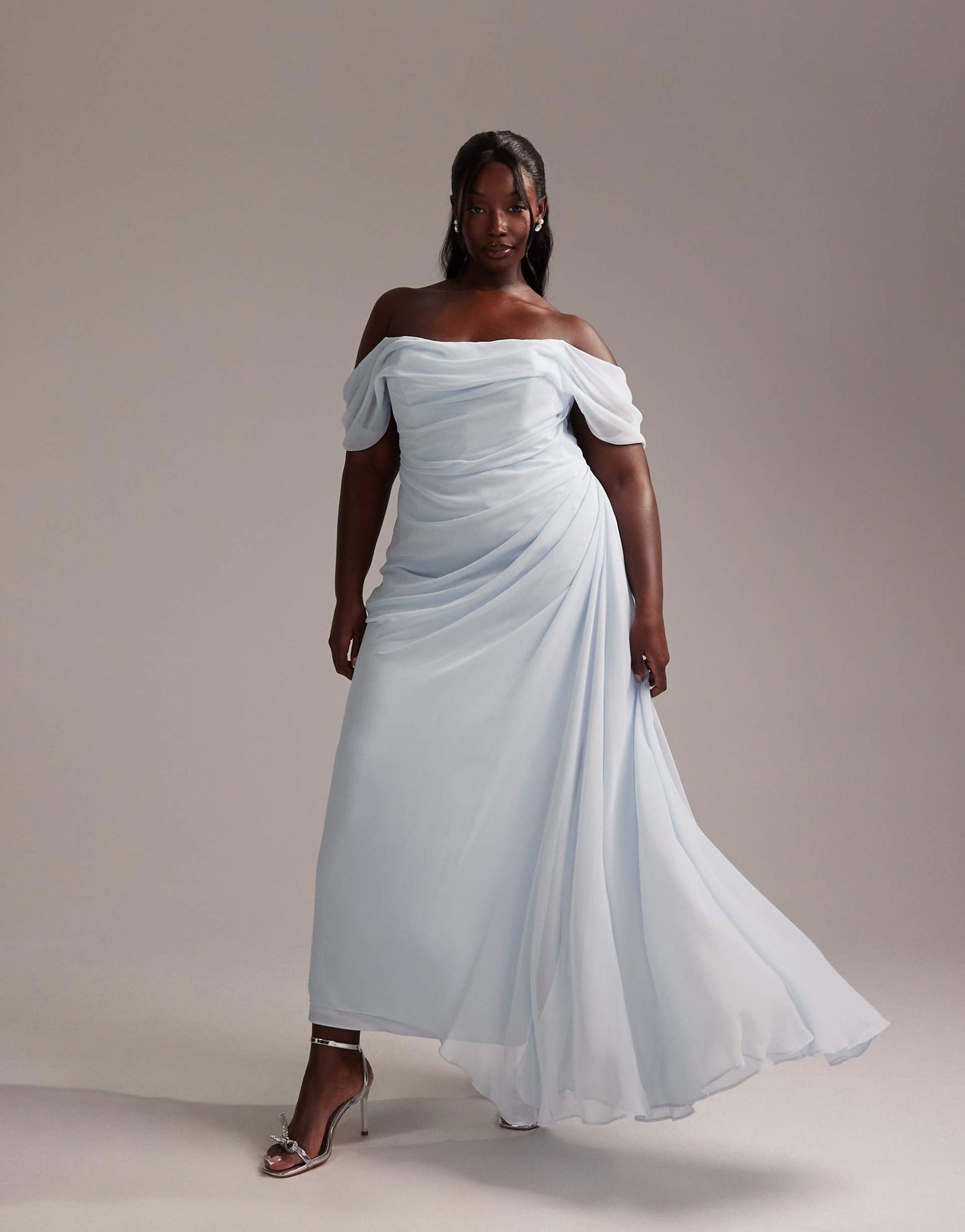 Curve Bridesmaids Draped Bardot Midaxi Dress