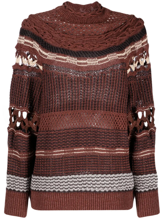 Open-Knit High-Neck Sweatshirt