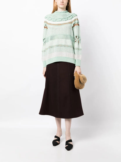 Open-Knit High-Neck Sweatshirt