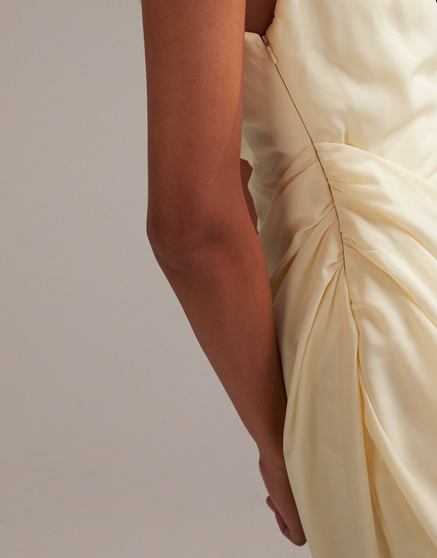 Bridesmaids Draped Overlay Crepe Maxi Dress