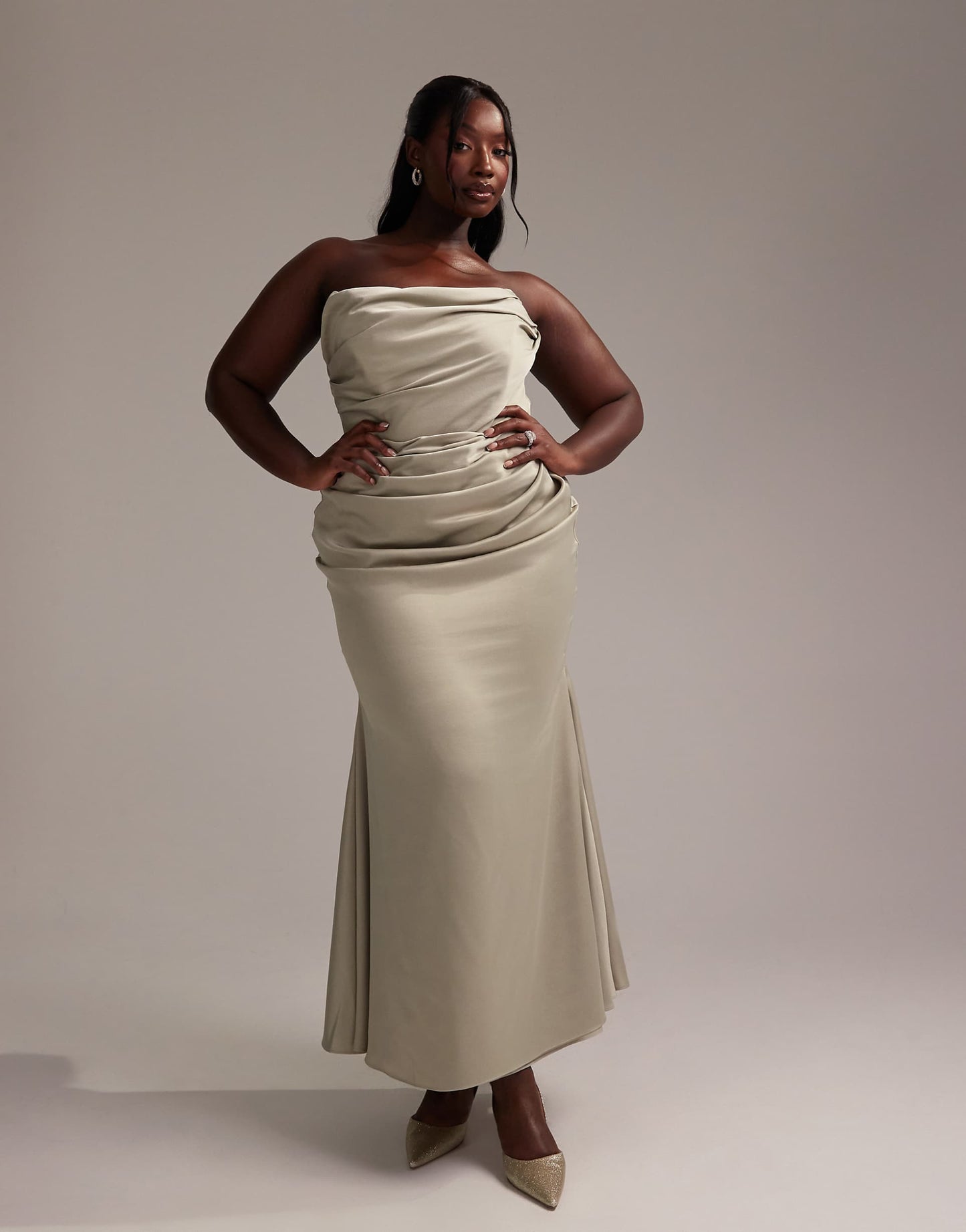 Curve Satin Bandeau Bridesmaid Maxi Dress