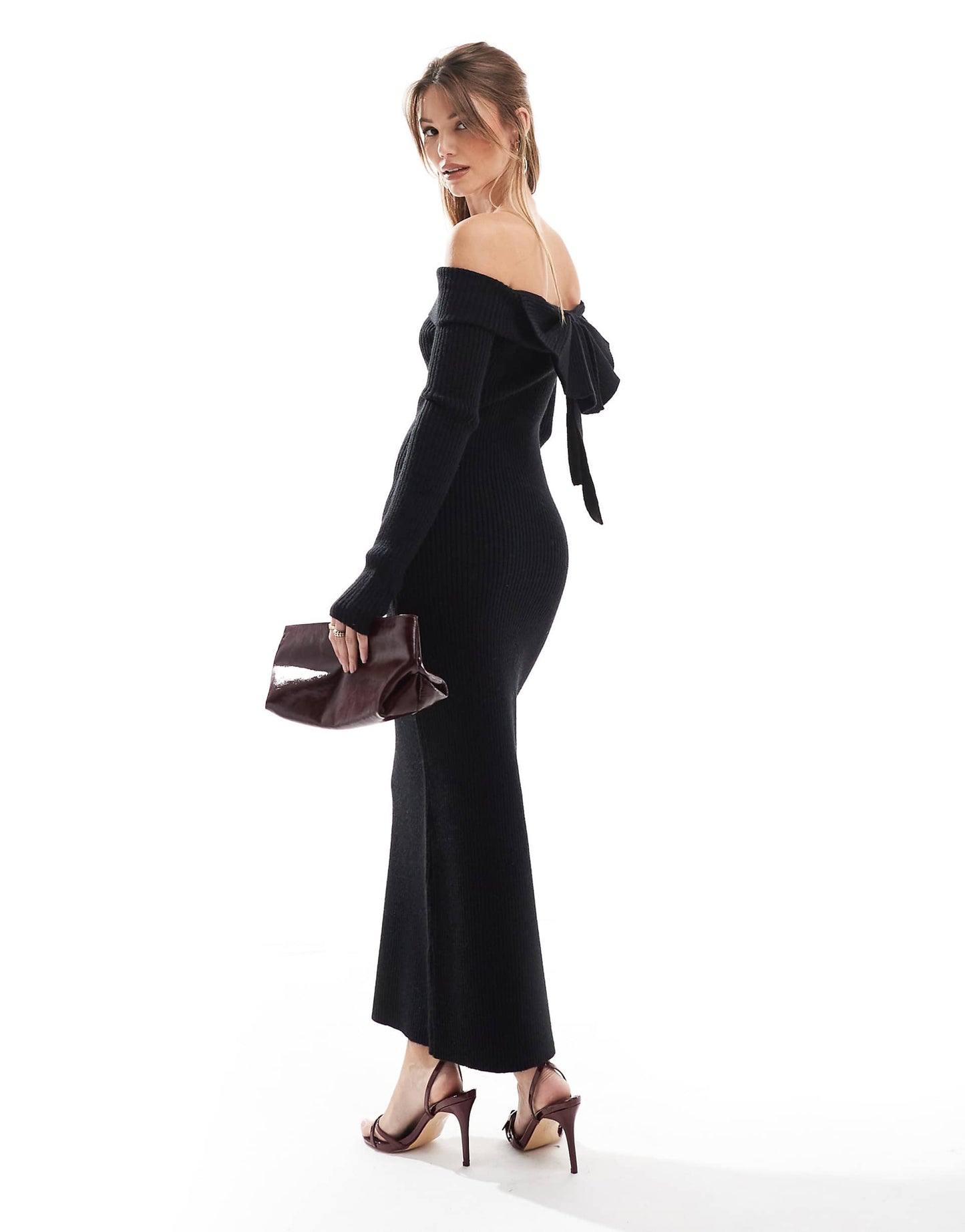 The Frolic Exclusive Knitted Bow Back Detail Maxi Dress