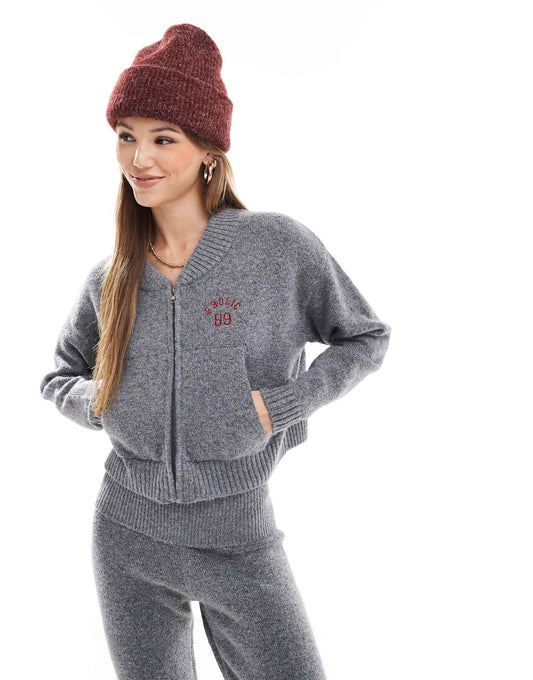 Exclusive Cropped Zip Through Knitted Jacket Co-Ord