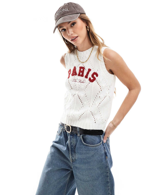 Exclusive Knitted Sleeveless Borg Paris Logo Vest