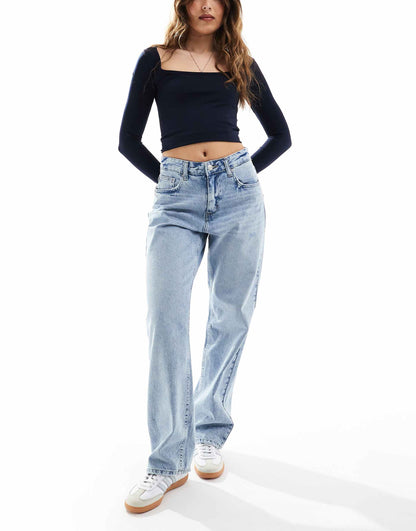 Ella Mid Waist Straight Fit Jeans