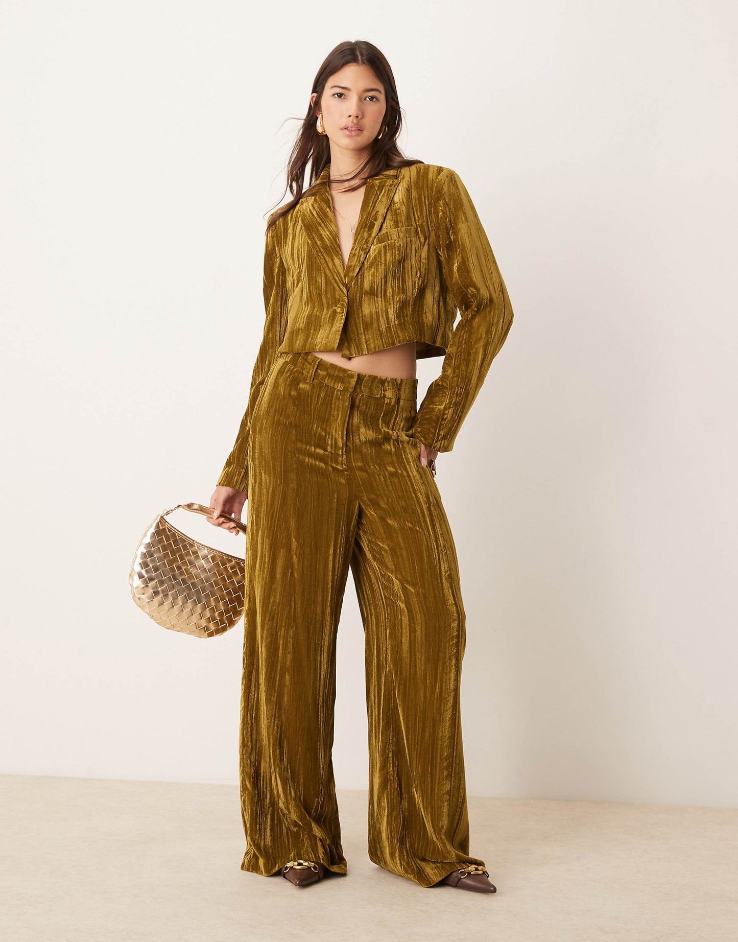 Crop Velvet Blazer Co-Ord