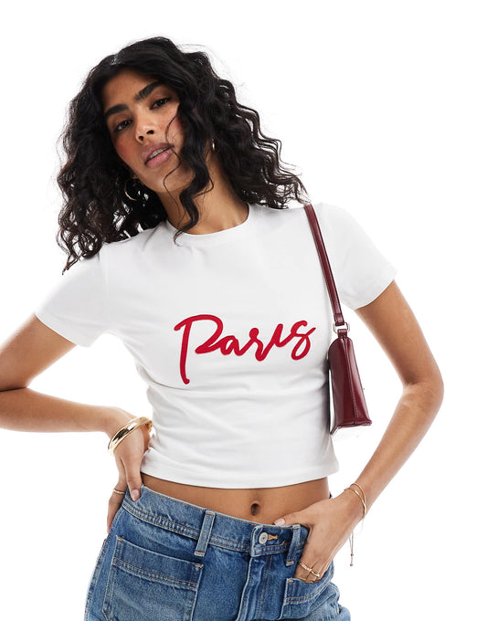 Exclusive Cropped Paris Applique T-Shirt