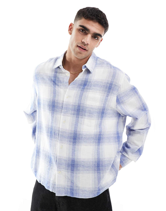 Boxy Linen Blend Regular Shirt With Patch Pocket