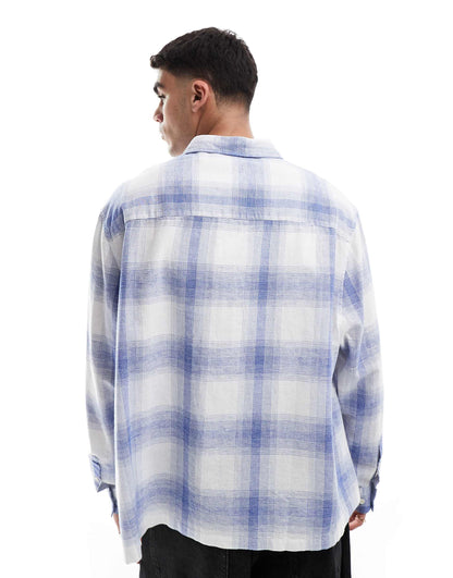 Boxy Linen Blend Regular Shirt With Patch Pocket