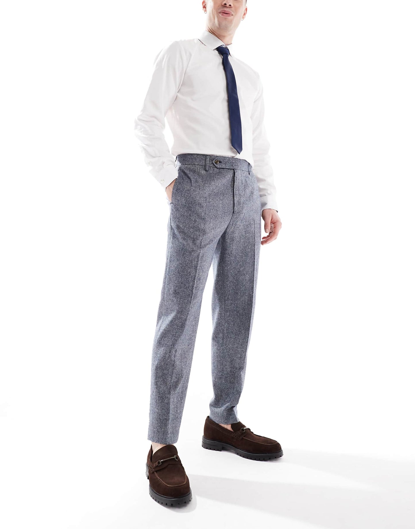 Smart Tapered Fit Wool Mix Trousers