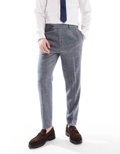 Smart Tapered Fit Wool Mix Trousers